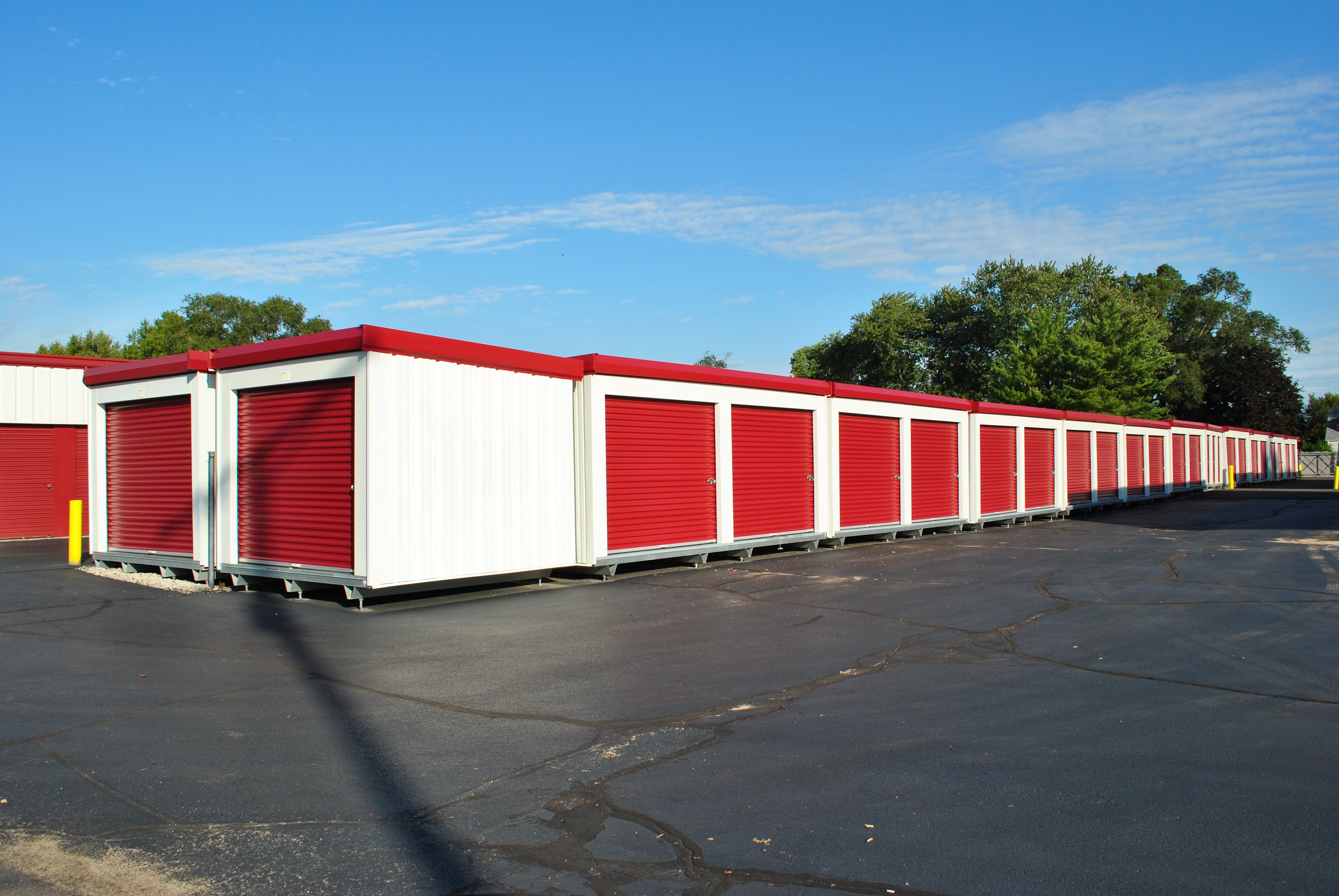 row of portable storage units