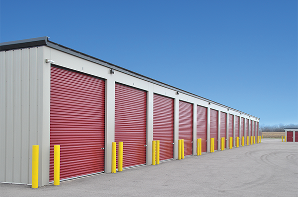 Trac-Rite Model 977 steel roll-up doors on a large self-storage facility