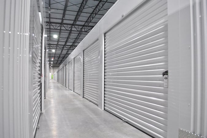 Trac-Rite Model 944 steel roll-up doors on a self-storage facility