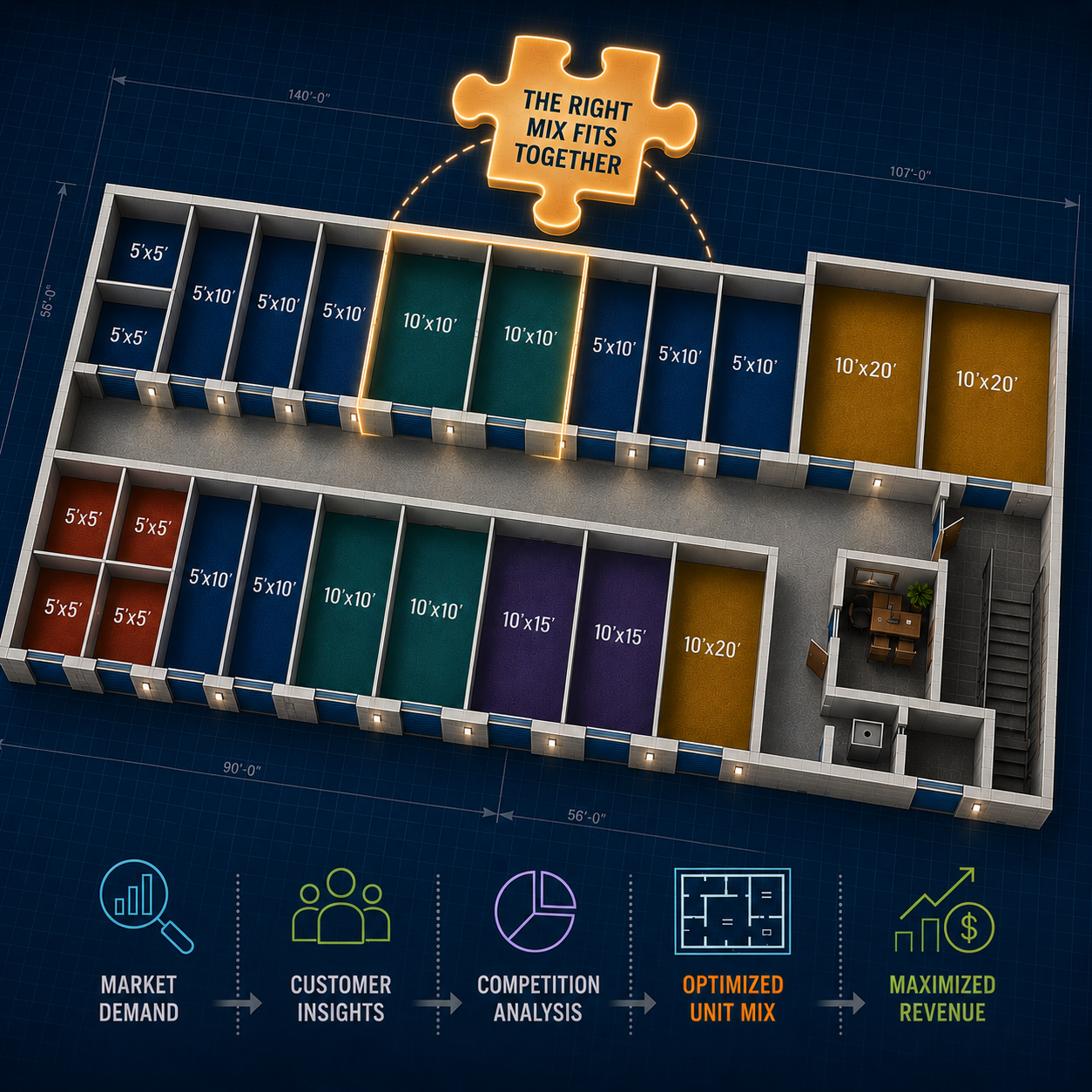 self storage unit mix analysis chart